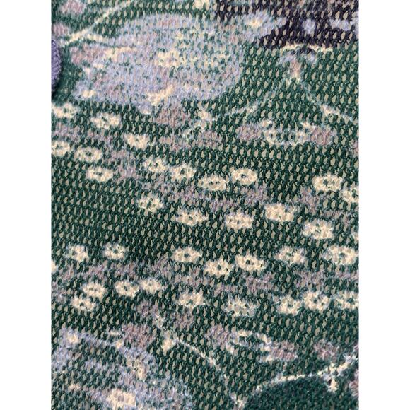 Free People Runched Scoop Neck Teal Green Floral Top Sz S NWOT - Picture 4 of 6